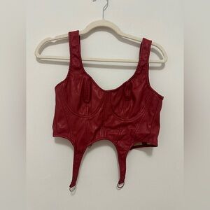 Red Faux Leather Corset Top